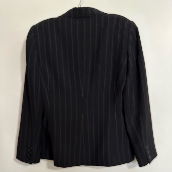 Anne Klein Black with White Pin Stripe Two-Button Blazer, Size 10 - Picture 2 of 8